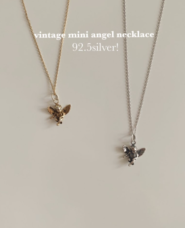 [92.5silver] vintage mini angel necklace