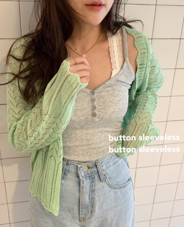 button soft sleeveless (4color)