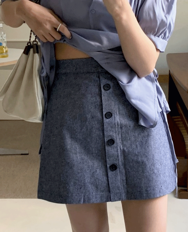 tweed button skirt