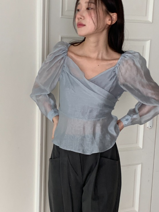 shell puff blouse - 2colors